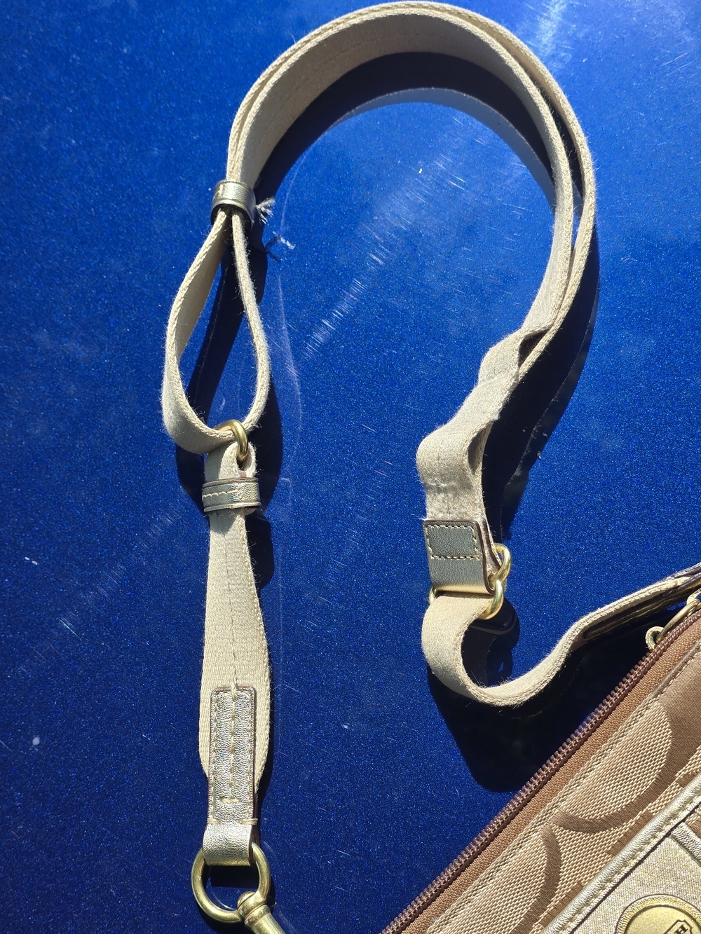 Coach Beige/Tan Signature Crossbody Bag with Adjustable Strap - Picture 7 of 15